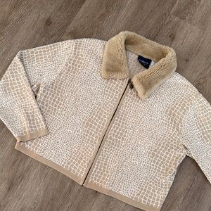 Liz Claiborne Tan and Cream Cardigan Sweater